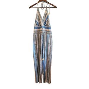 Venus Halter Tassel Striped Jumpsuit Size Small